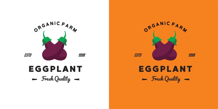 ILLUSTRATION VECTOR GRAPHIC OF PURPLE FRESH EGGPLANT GOOD FOR EGGPLANT VINTAGE LOGO BEST QUALITY ORGANIC FARM RETAIL GROCERIES