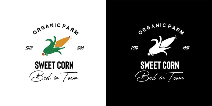 ILLUSTRATION VECTOR GRAPHIC OF silhouette open ripe sweet corn GOOD FOR corn vintage logo organic farm, field, groceries, shop market corn logo