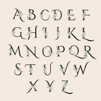 vintage floral initial or alphabet vector