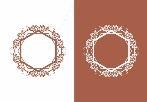 Brown hexagon with ornament vector logo
