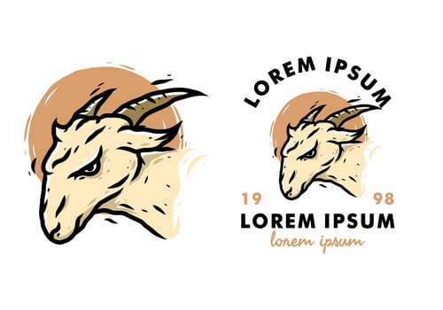 Brown illustration drawing of goat vector