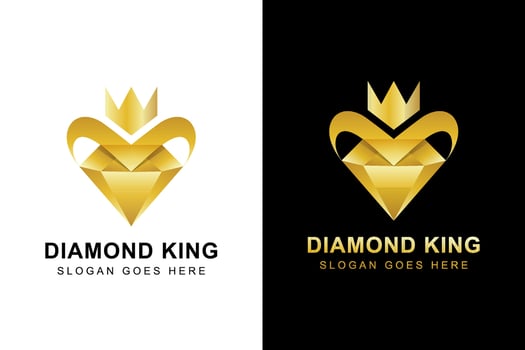 luxury gold diamond logo. creative diamond with crown logo can be used jewelry business vector