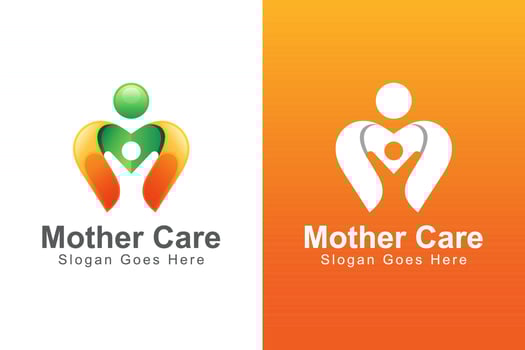 modern color mother care with child logo. people care business logo vector