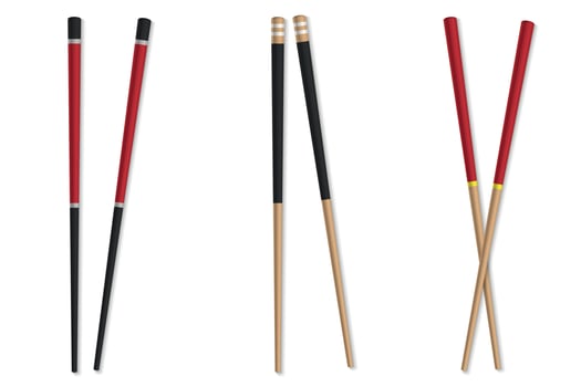 Asian wooden chopstick isolated. vector