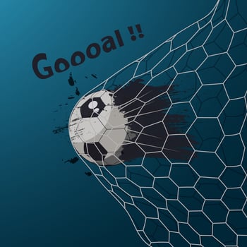 Soccer ball in goal net vector illustration