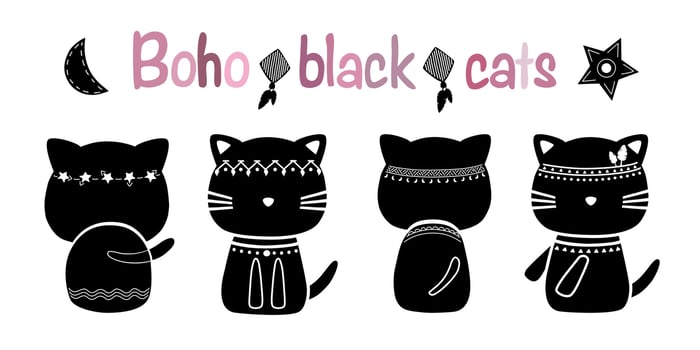 Black Boho Cats, simple design in black tone can be applied in a variety of applications vector
