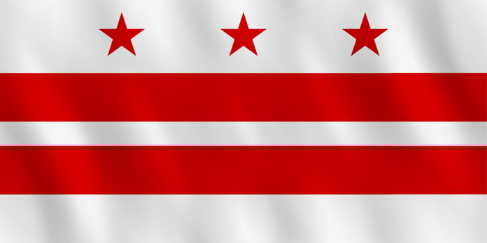 District of Columbia flag with waving effect, official proportion. vector