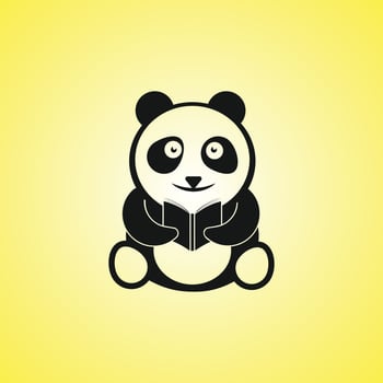 Panda With book vector Logo design