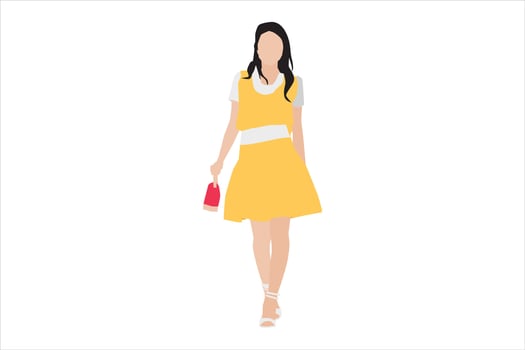 Vector illustration of elegant women walking on the sidewalk