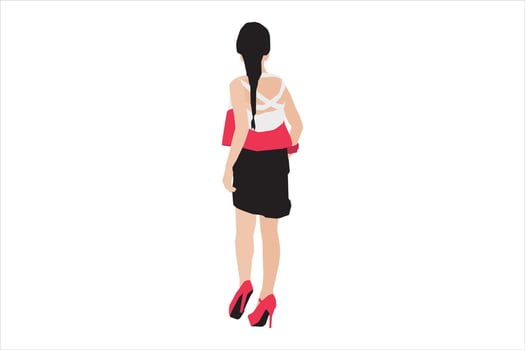 Vector illustration of elegant women walking on the sidewalk