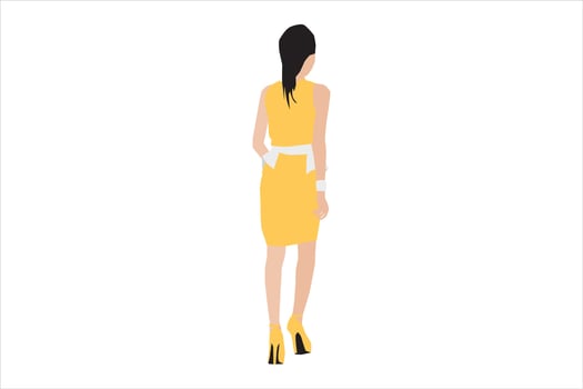 Vector illustration of elegant women walking on the sidewalk