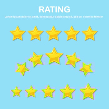 Star rating. Client feedback, customer review. Survey for marketing service. Vector flat design.