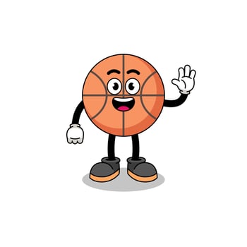 basketball cartoon doing wave hand gesture vector