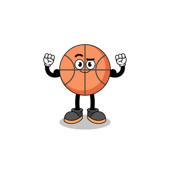 Mascot cartoon of basketball posing with muscle vector