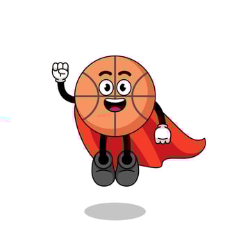 basketball cartoon with flying superhero vector