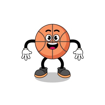 basketball cartoon with surprised gesture vector