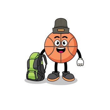 Illustration of basketball mascot as a hiker vector