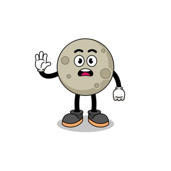 moon cartoon illustration doing stop hand vector