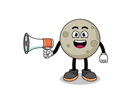 moon cartoon illustration holding megaphone vector