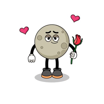 moon mascot falling in love vector