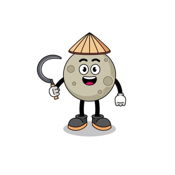 Illustration of moon as an asian farmer vector