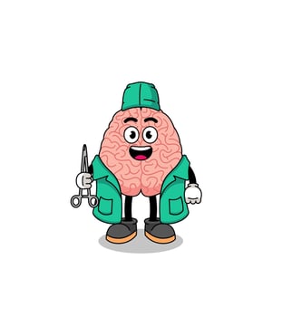 Illustration of brain mascot as a surgeon vector