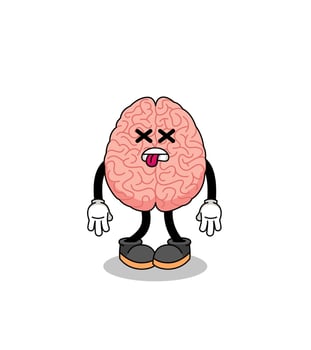 brain mascot illustration is dead vector