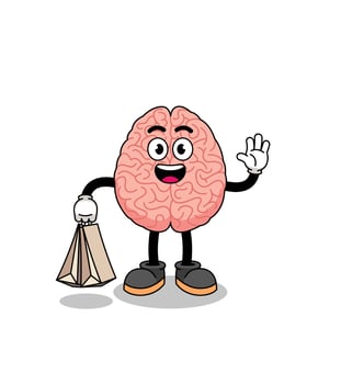 Cartoon of brain shopping vector