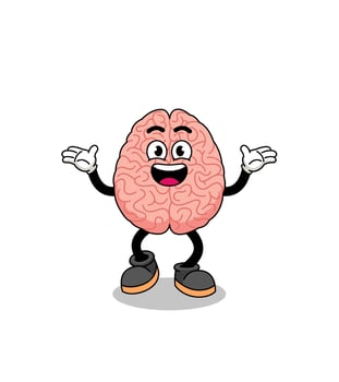brain cartoon searching with happy gesture vector