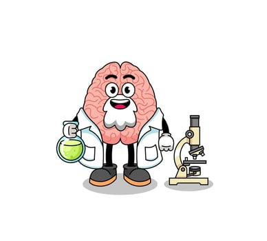 Mascot of brain as a scientist vector
