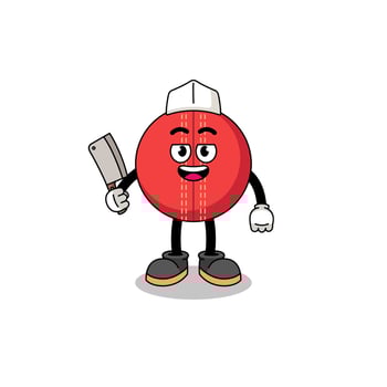 Mascot of cricket ball as a butcher vector
