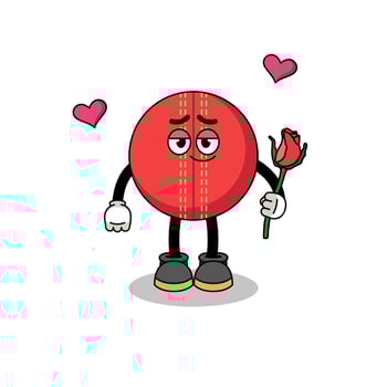 cricket ball mascot falling in love vector