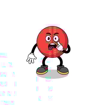 Character Illustration of cricket ball with tongue sticking out vector