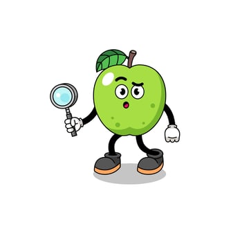 Mascot of green apple searching vector