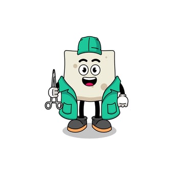 Illustration of tofu mascot as a surgeon vector
