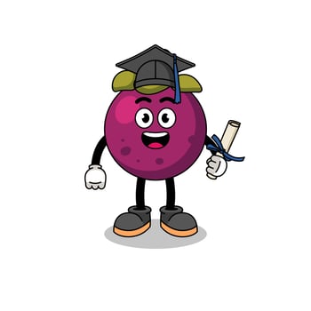 mangosteen mascot with graduation pose vector