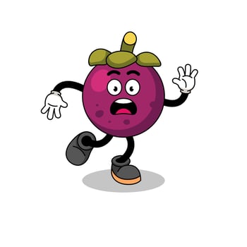 slipping mangosteen mascot illustration vector