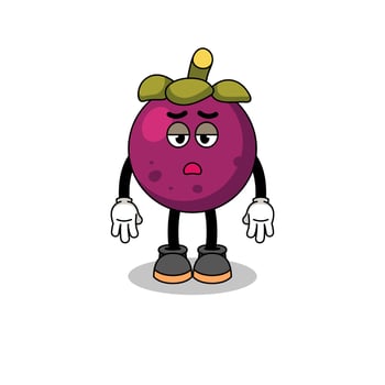 mangosteen cartoon with fatigue gesture vector