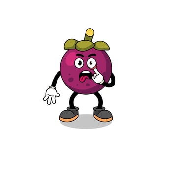 Character Illustration of mangosteen with tongue sticking out vector