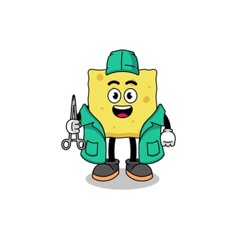 Illustration of sponge mascot as a surgeon vector