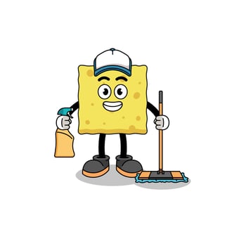 Character mascot of sponge as a cleaning services vector