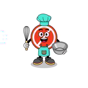 Illustration of stop sign as a bakery chef vector