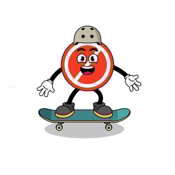 stop sign mascot playing a skateboard vector