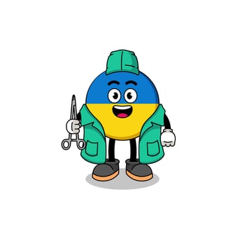 Illustration of ukraine flag mascot as a surgeon vector