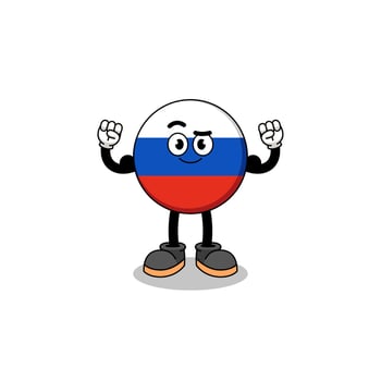 Mascot cartoon of russia flag posing with muscle vector