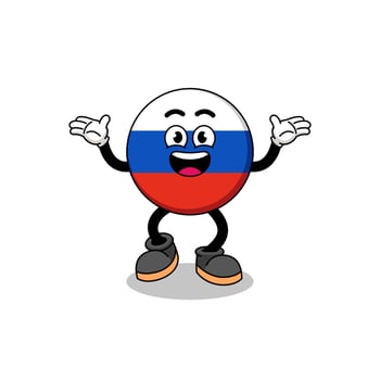 russia flag cartoon searching with happy gesture vector