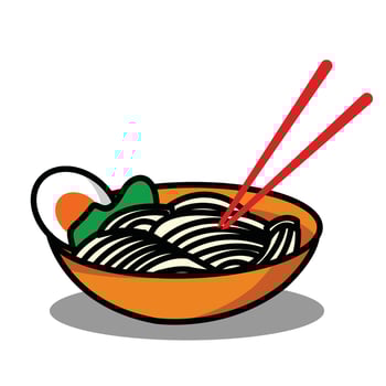 noodle food in the bowl with chopstick vector