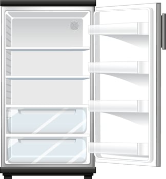 Refridgerator with opened door vector
