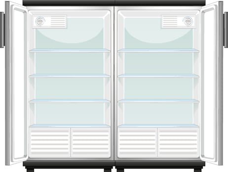 Refrigerator with opened door vector