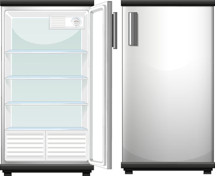 Refrigerator with closed and opened door vector